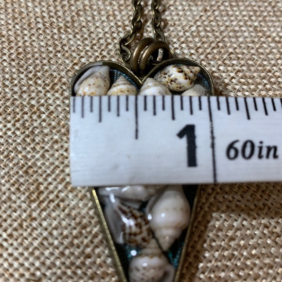 Dolphin Seashell 3D Layered Heart Necklace 24” New Handmade - Picture 6 of 7
